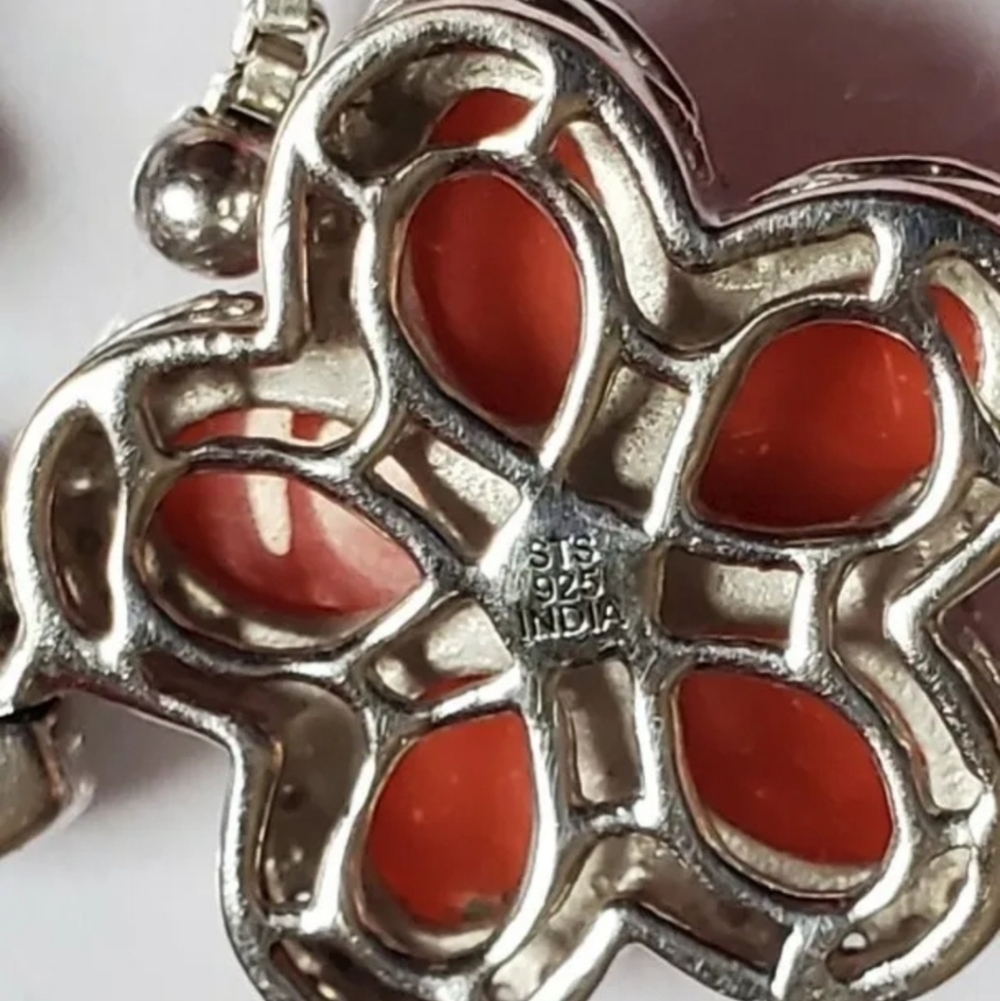 Mediterranean Coral Multigemstone Sterling Silver Bracelet - Picture 3 of 6